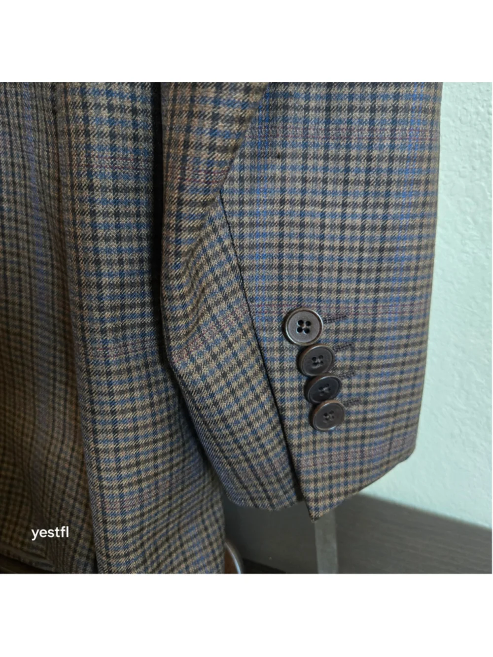 Men's Ermenegildo Zegna Milano Plaid wool Sport Coat, Brown and Blue us 42 Short